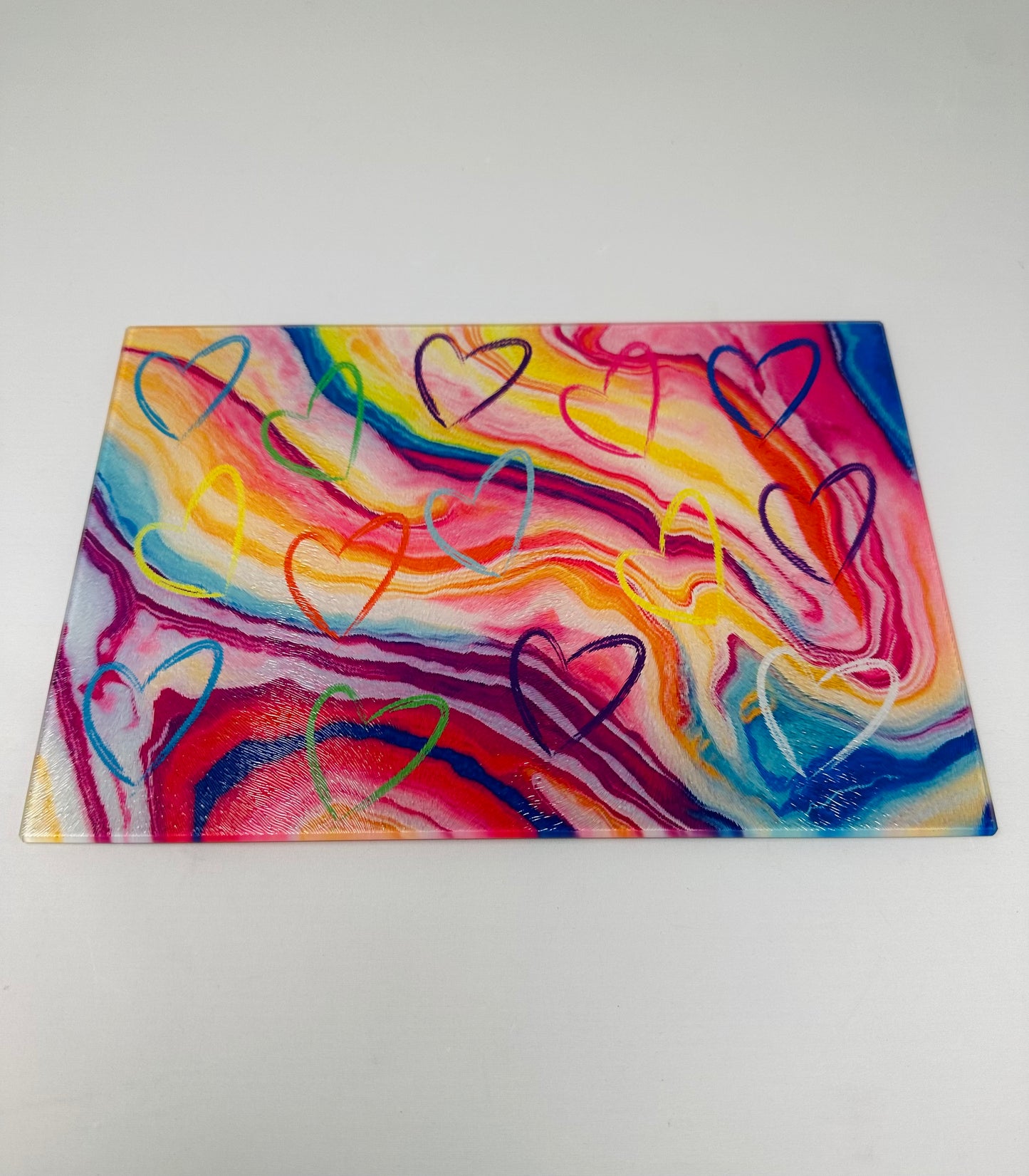 Rainbow Agate Hearts Cutting Board Charcuterie Board