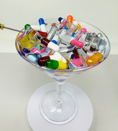 Drink Your Meds Pill Martini Glass