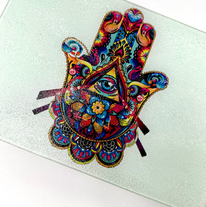 Hamsa Glass Cutting Charcuterie Board