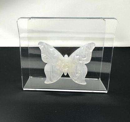 Acrylic Napkin Holder Pearlized White Butterfly