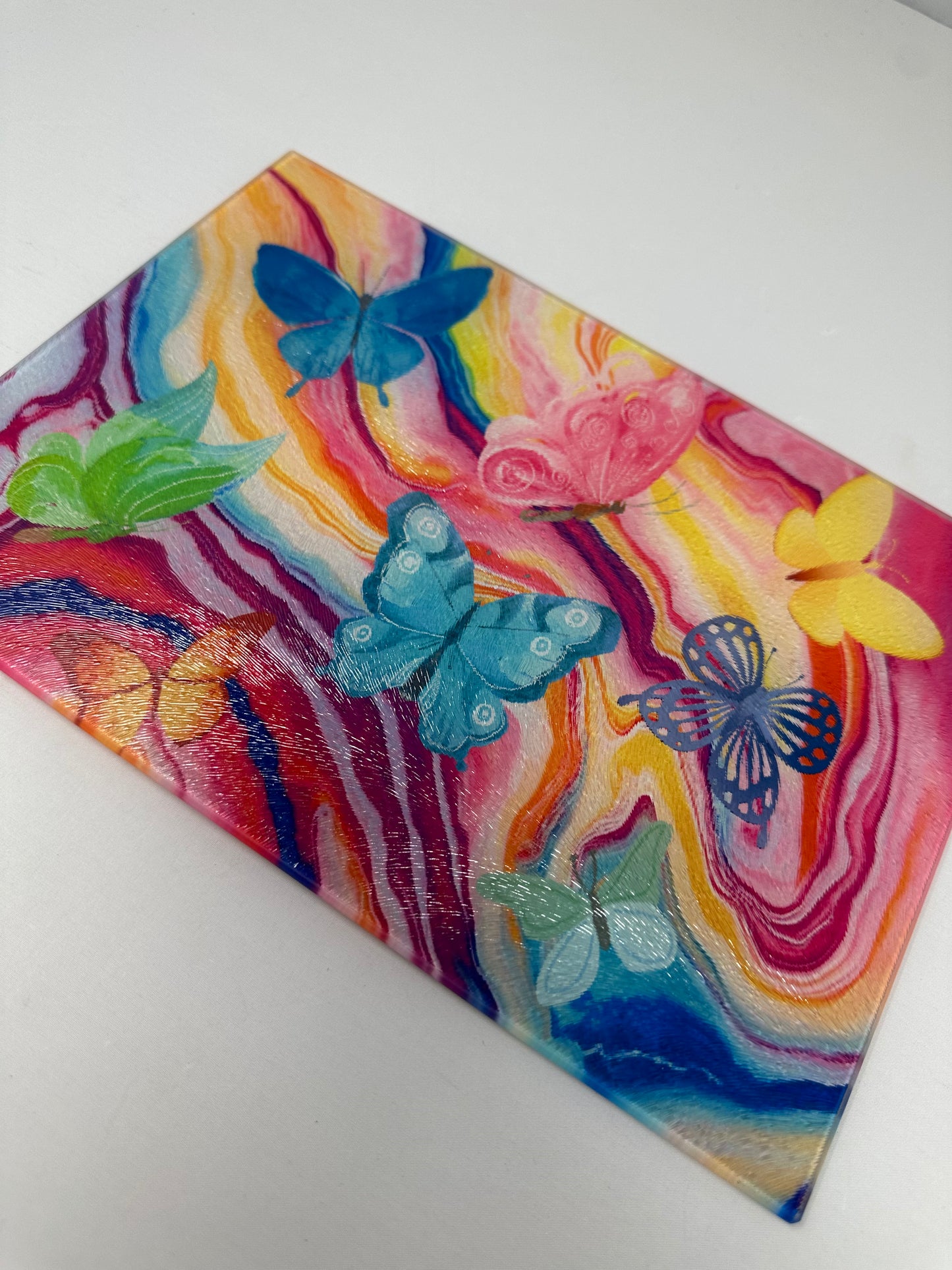 Rainbow Agate Butterfly  Cutting Board Charcuterie Board