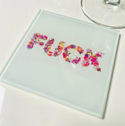 Set Of 4 Floral Fuck Coasters