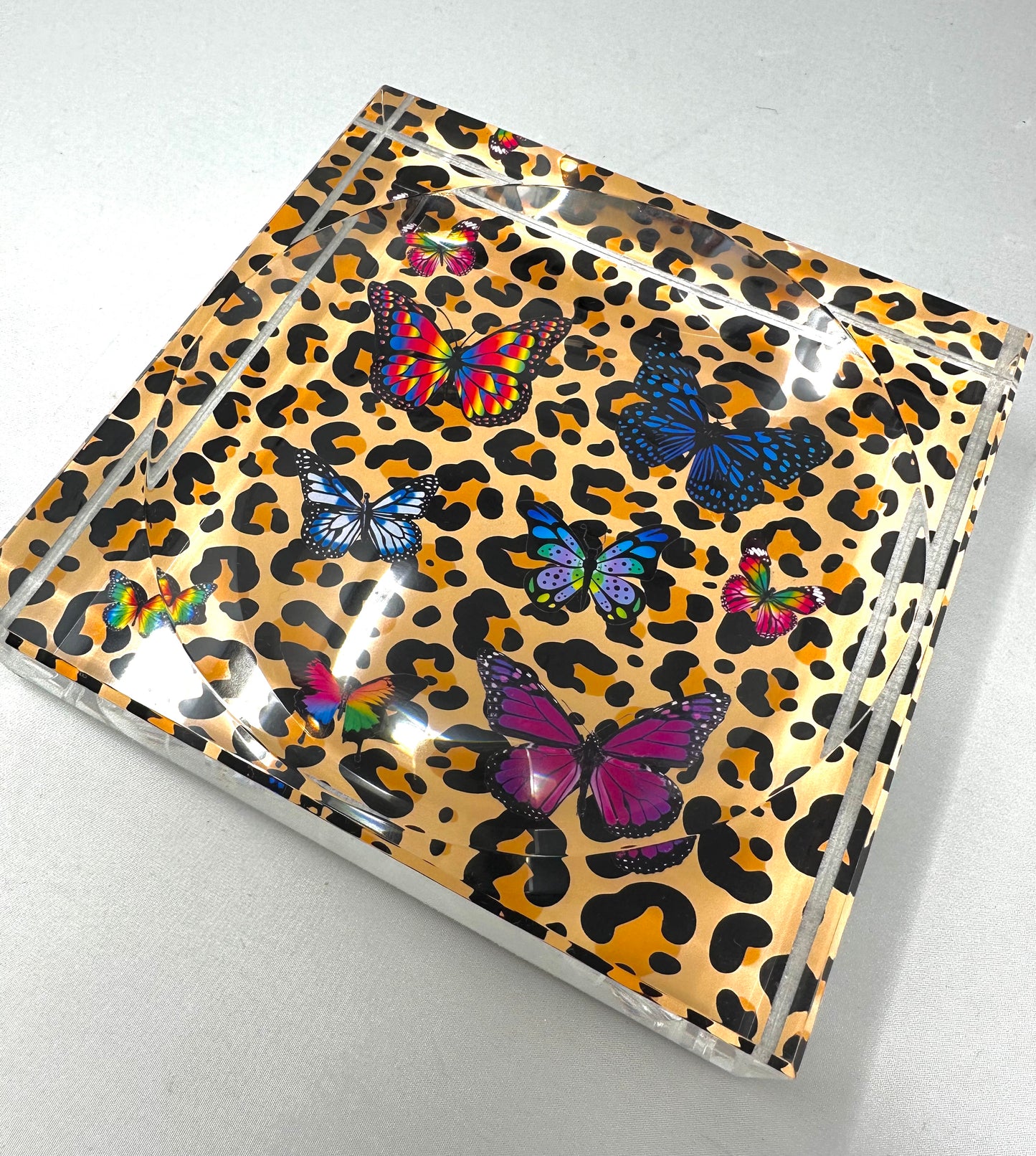 Leopard Butterfly Acrylic Candy Dish Catchall