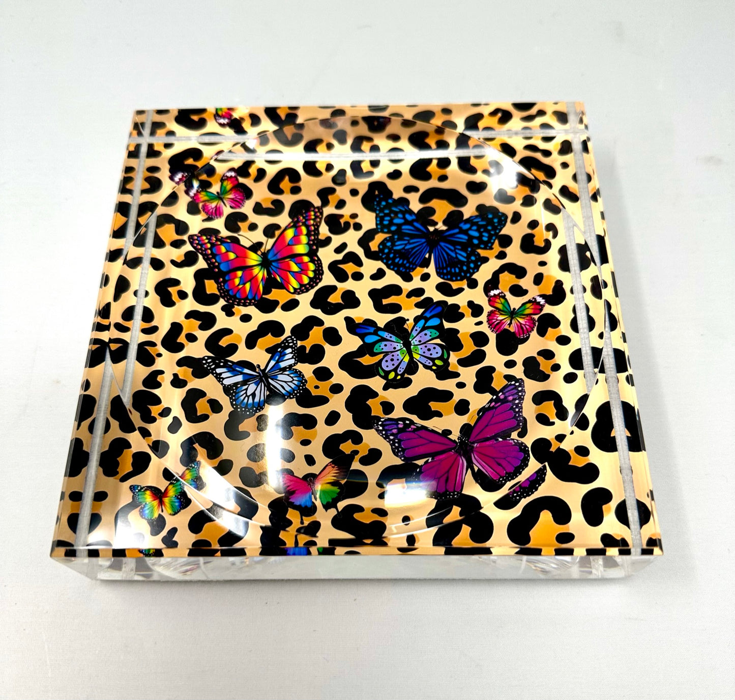 Leopard Butterfly Acrylic Candy Dish Catchall