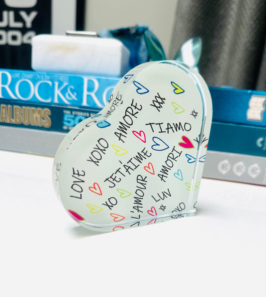 Crystal Love Languages Heart Paperweight Table Decor