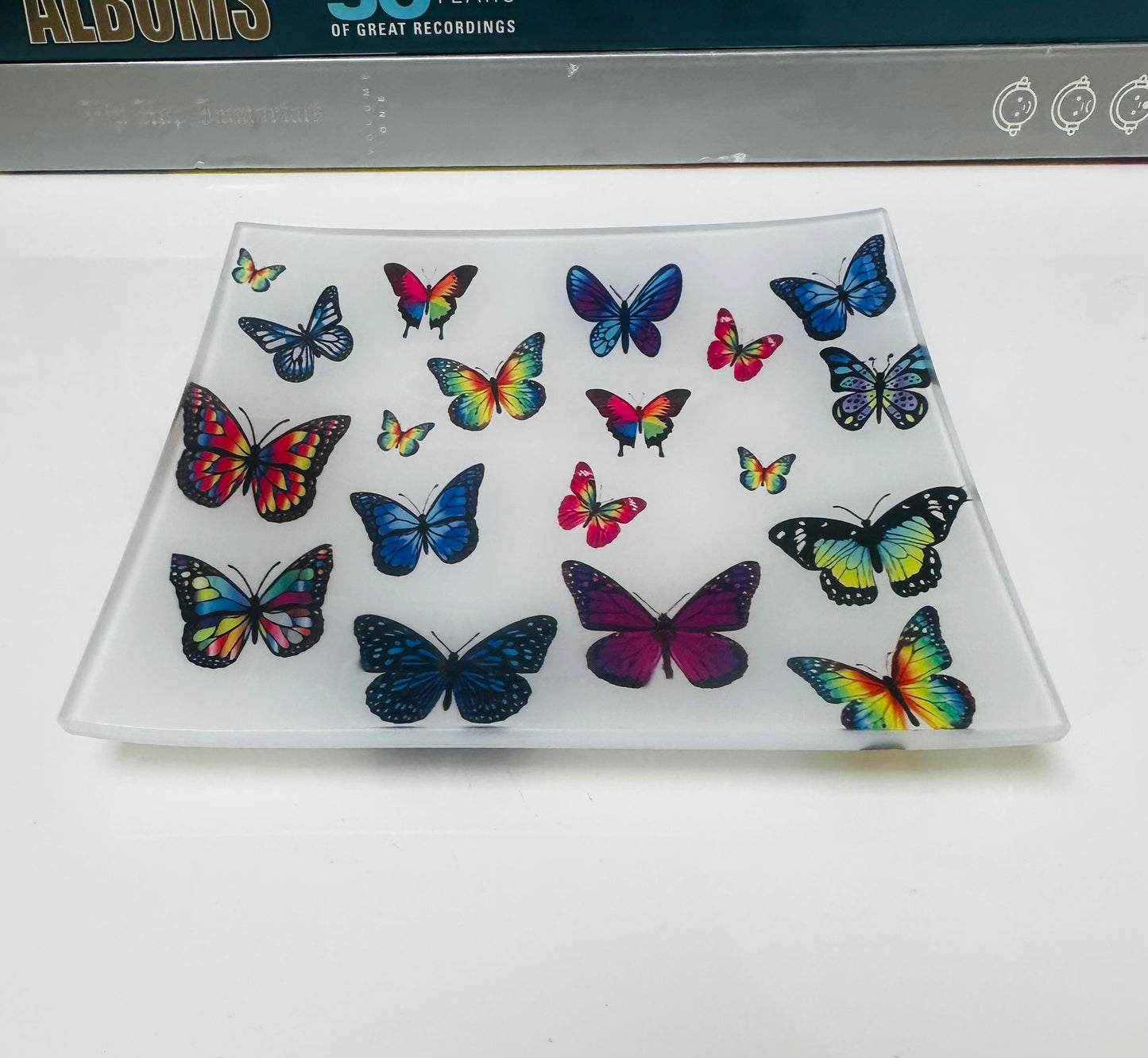 Butterfly Glass Trinket Catchall Tray