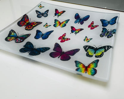 Butterfly Glass Trinket Catchall Tray