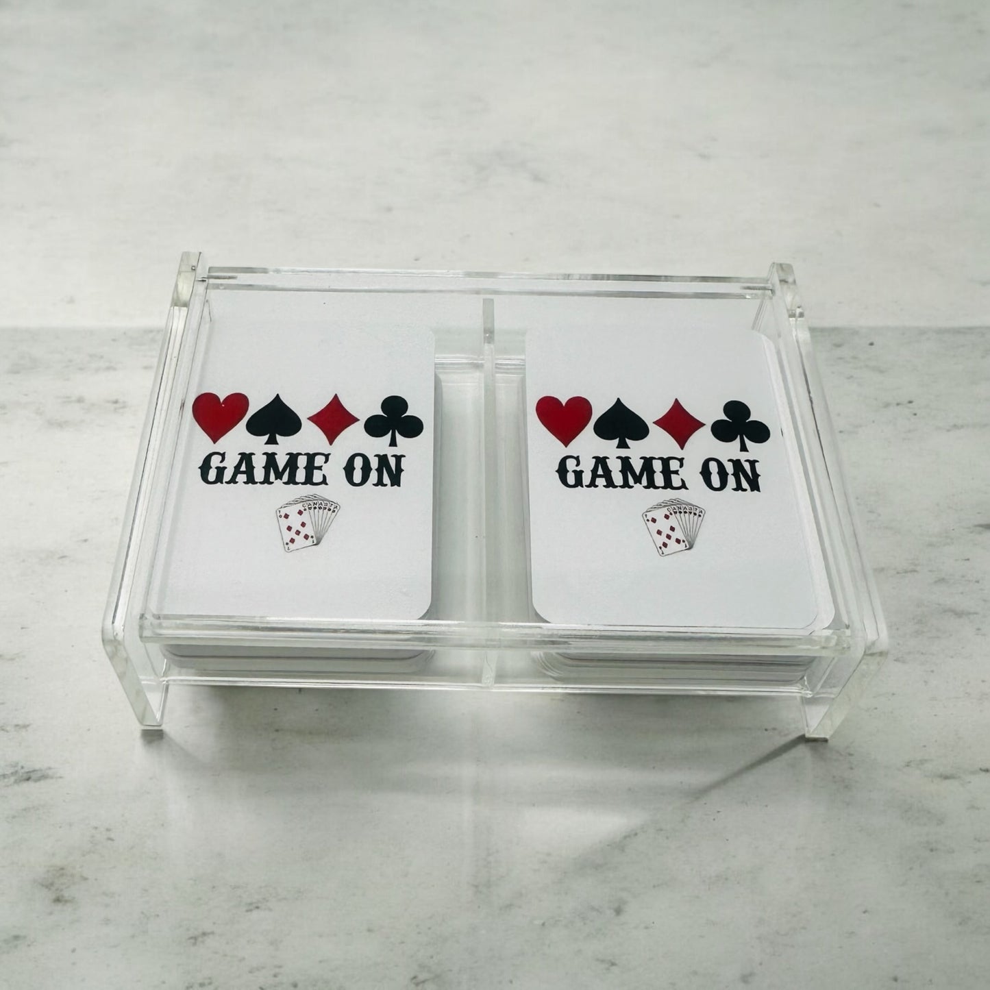 Game On Canasta Double Deck Of Playing Cards Acrylic Holder