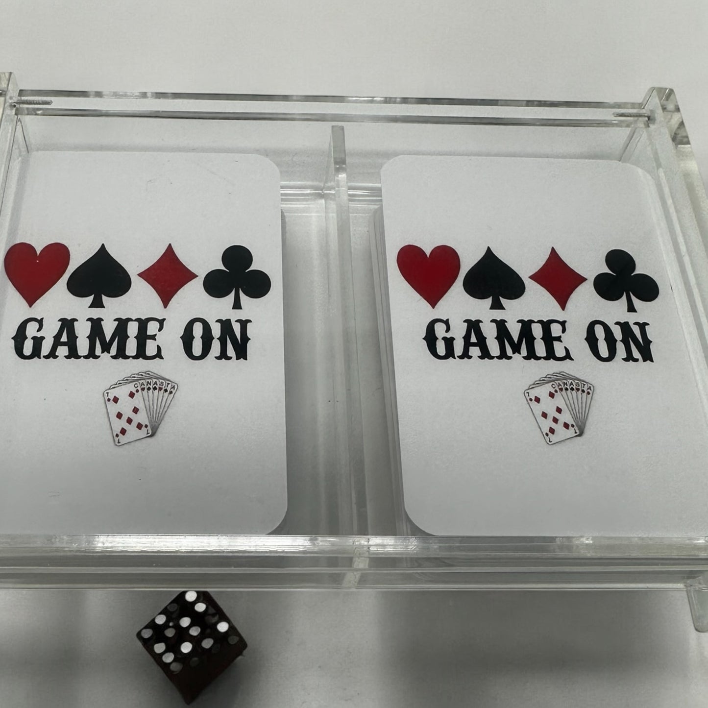 Game On Canasta Double Deck Of Playing Cards Acrylic Holder