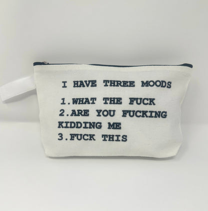 I Have Three Moods Makeup Cosmetic Travel Bag