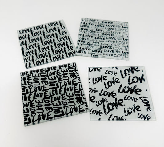 All The Love  Glass Coaster Set