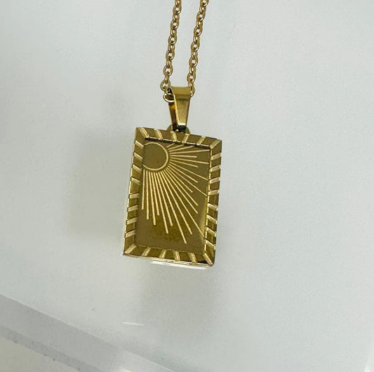 Gold Sun  Charm Pendant Necklace