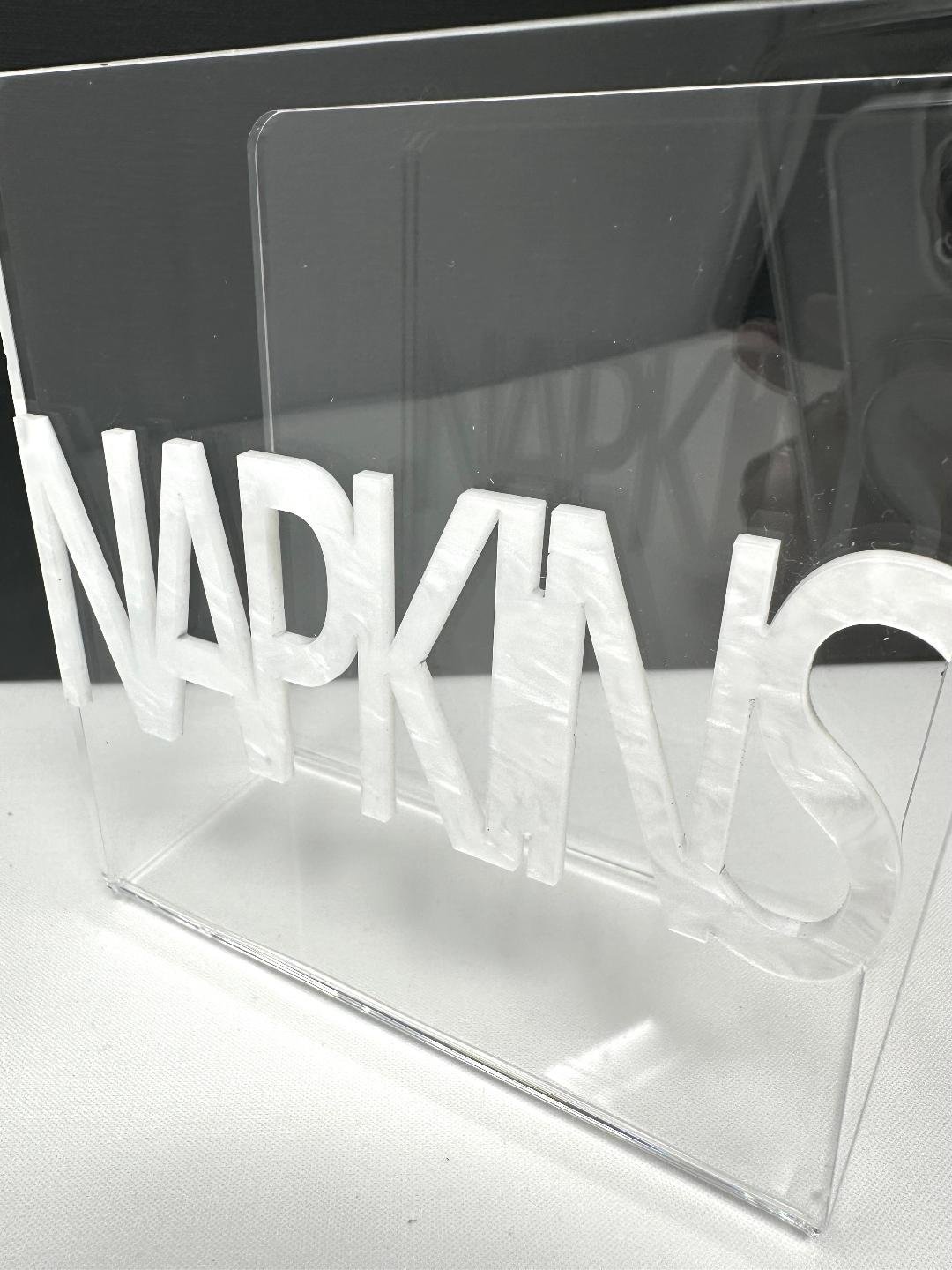 Acrylic Napkin Holder Pearlized White Napkin Lettering