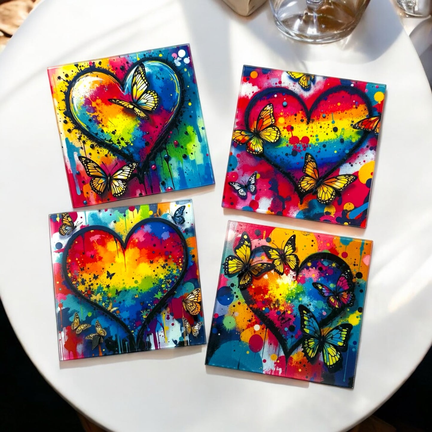 All The Love Graffiti Hearts Coaster Set