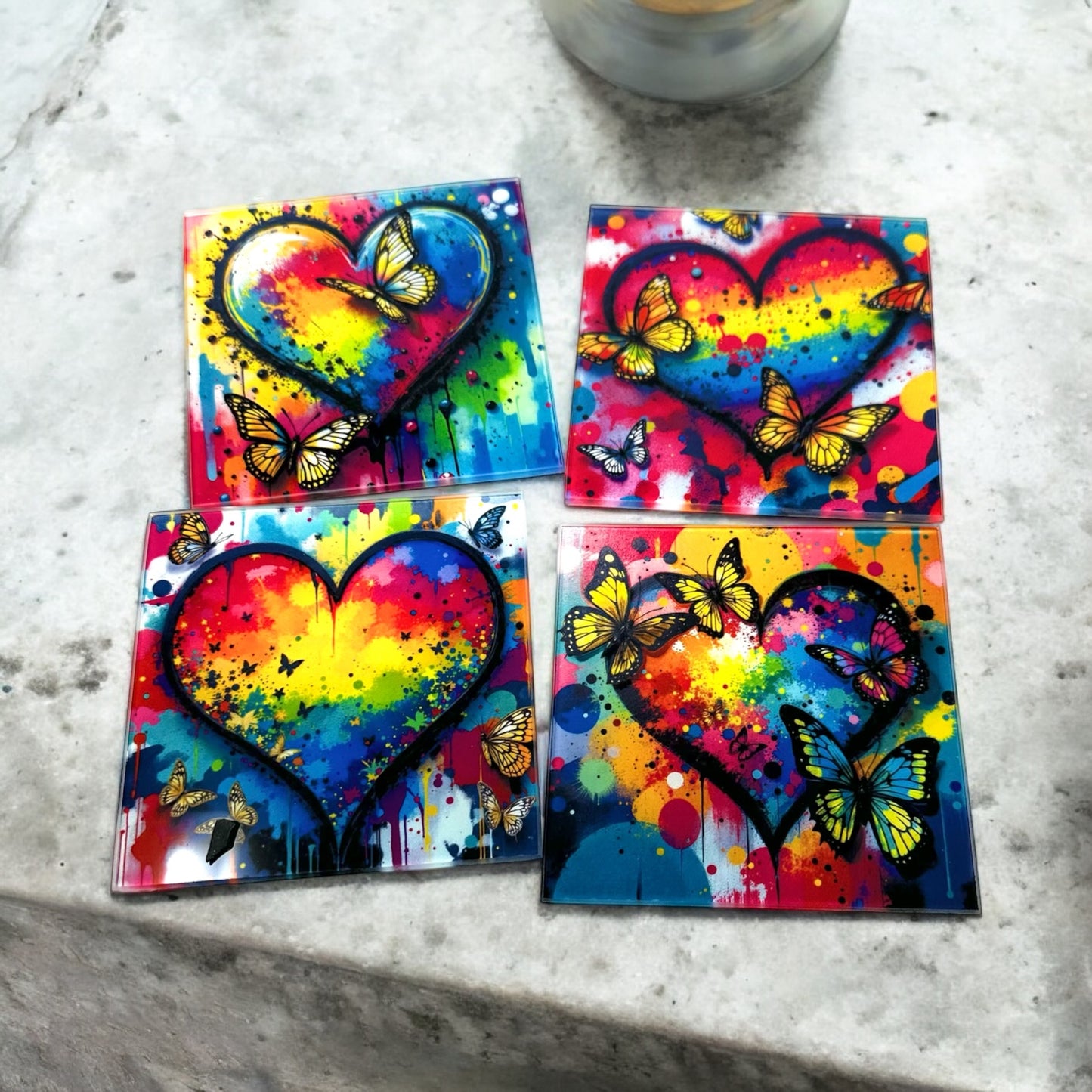 All The Love Graffiti Hearts Coaster Set