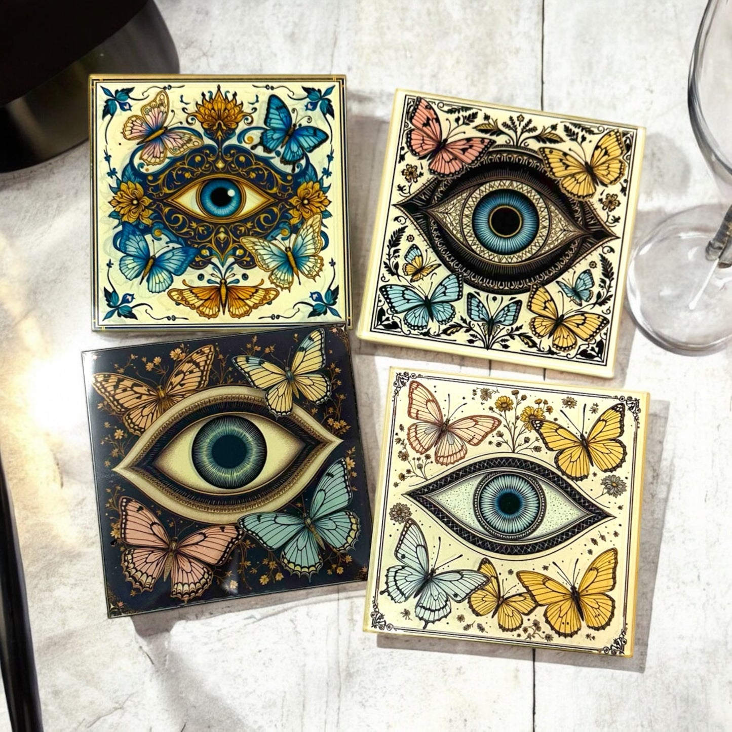 Elegant Evil Eye Coaster Set