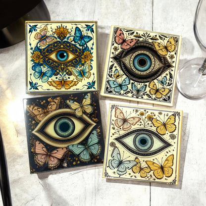 Elegant Evil Eye Coaster Set