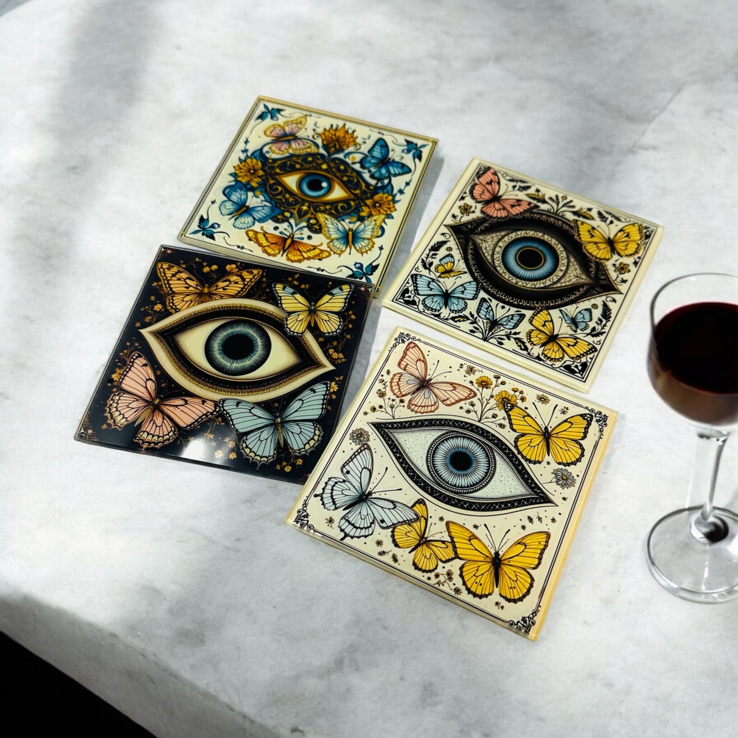 Elegant Evil Eye Coaster Set