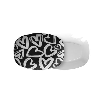 Black and White Grafitti Hearts Serving Platter Dessert Platter