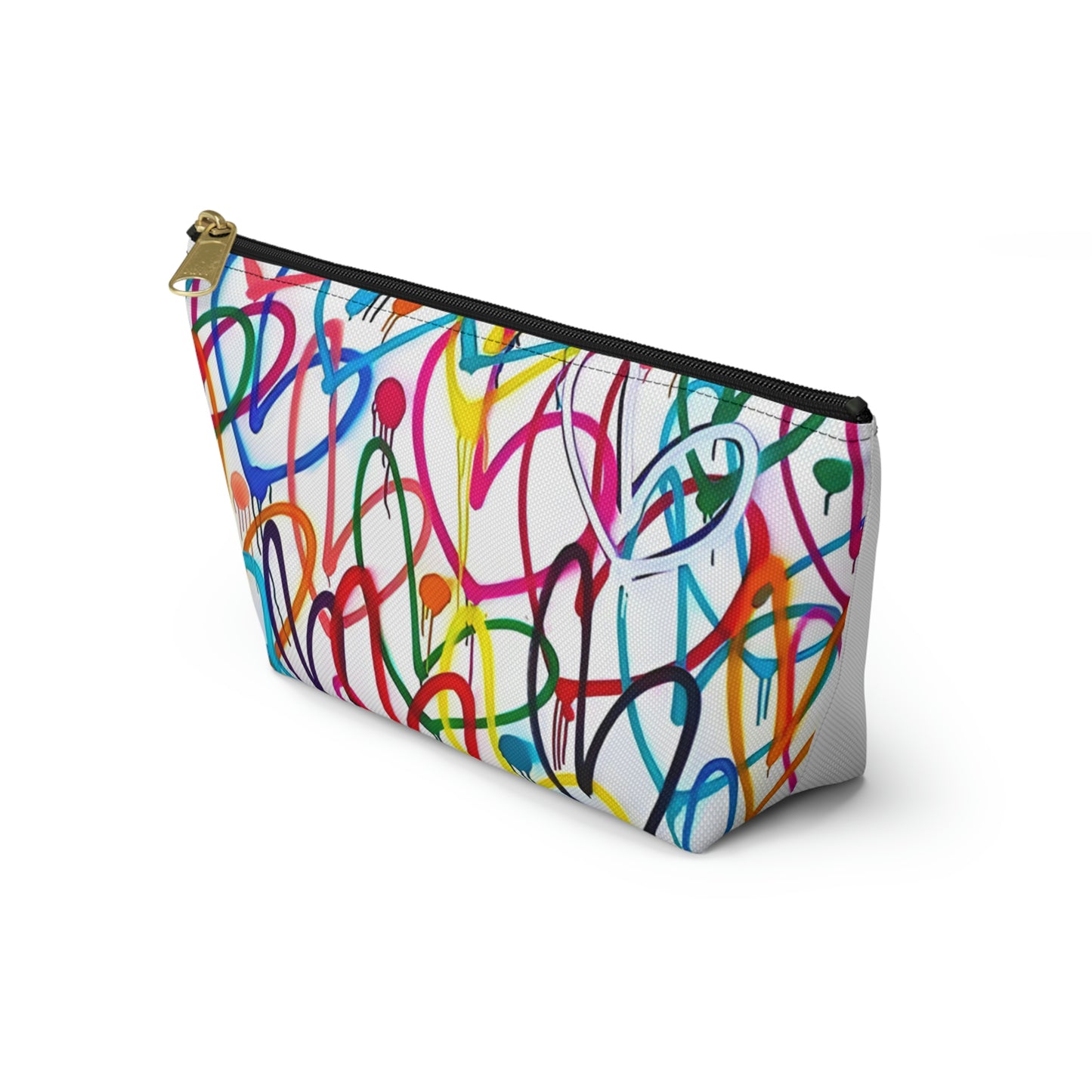 Graffiti Rainbow Hearts Makeup Bag Accessory Pouch