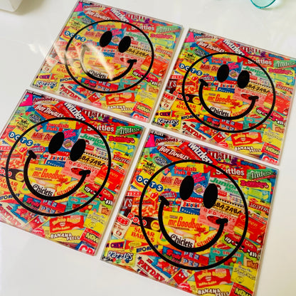 Smiley Face Candy Coasters Set