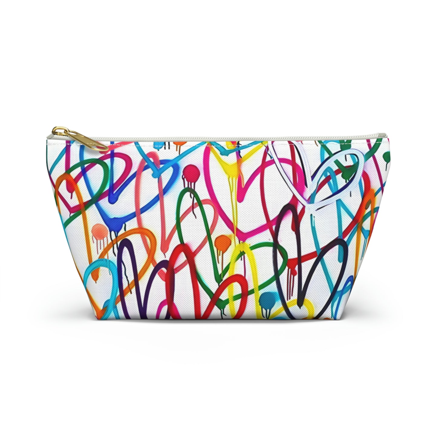 Graffiti Rainbow Hearts Makeup Bag Accessory Pouch