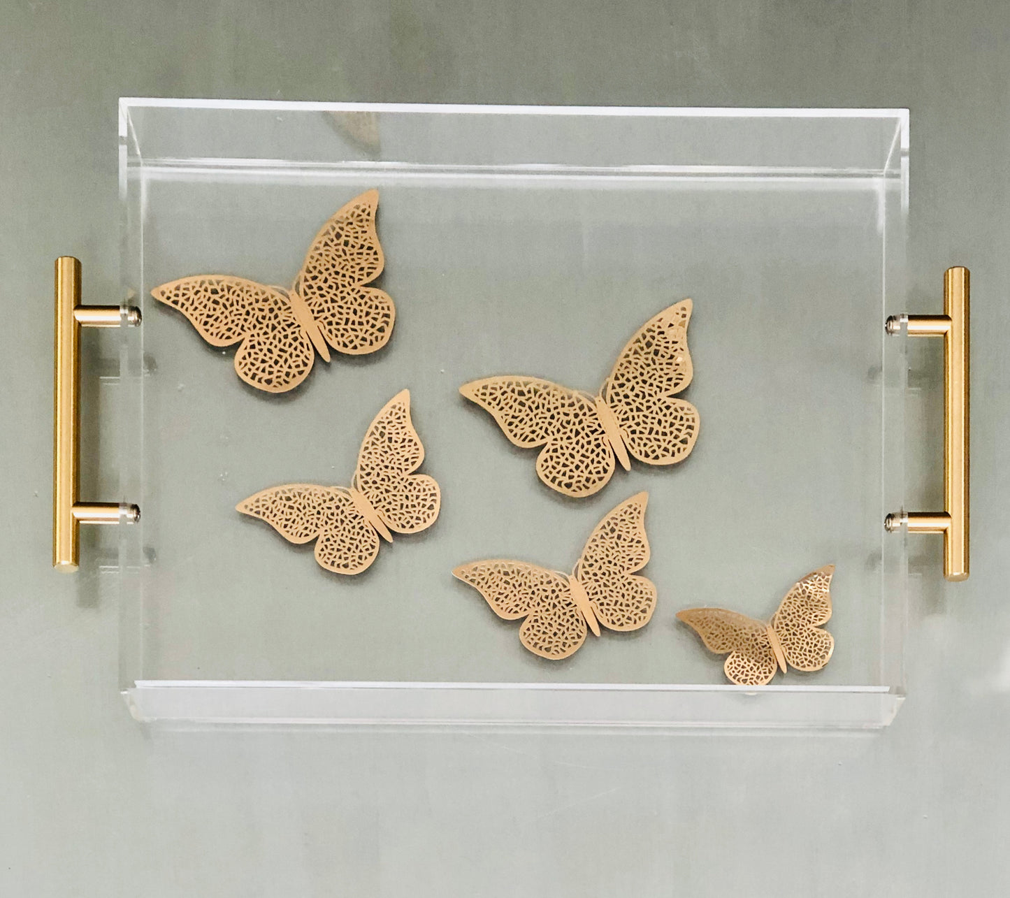 Gold Butterfly Acrylic Tray