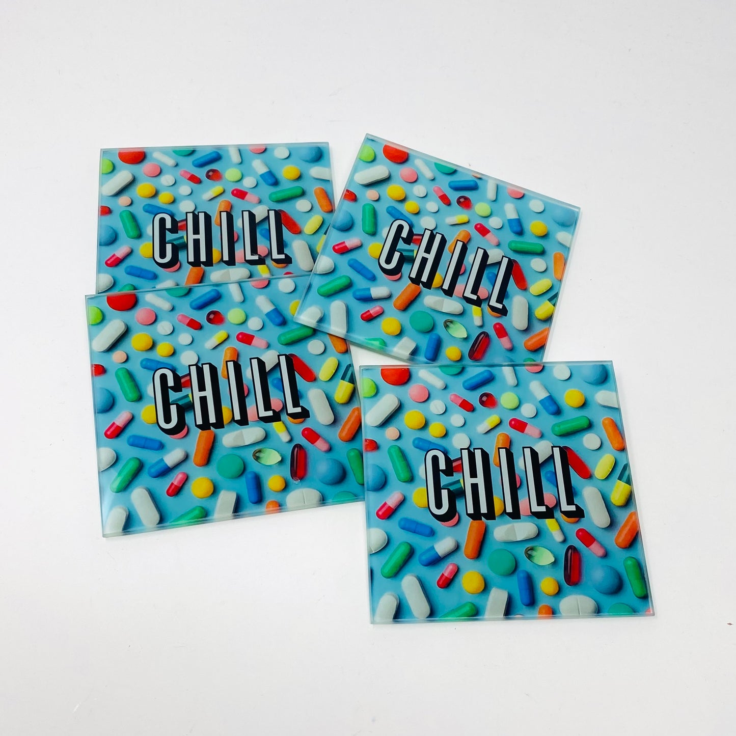 Set Of 4 Chill Pill Coasters