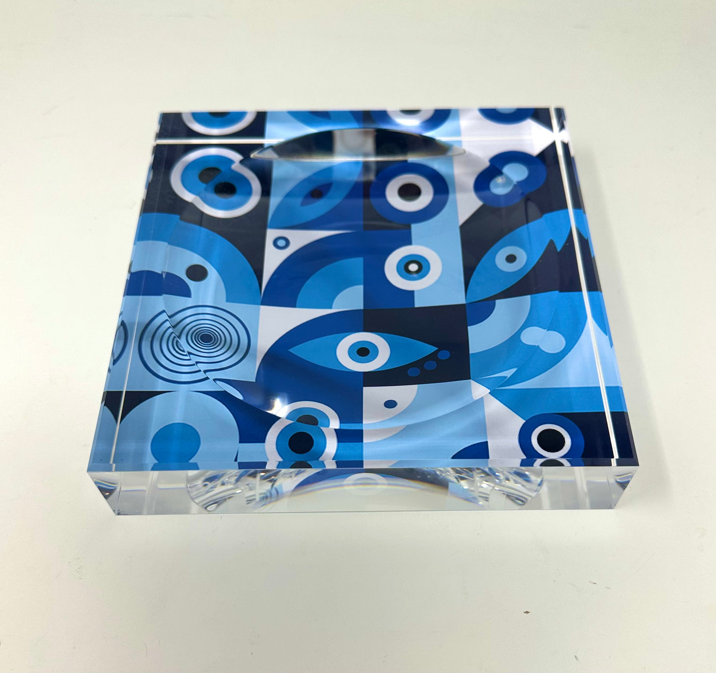 Evil Eye Blues Candy Acrylic Block  Candy Dish